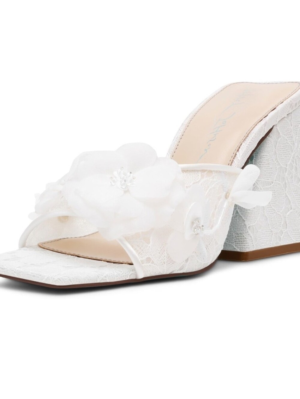 Betsey Johnson Heath Ivory Lace Floral Mule Heels Size 9.5 NIB